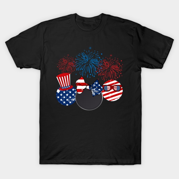 Hockey American Flag Fireworks T-Shirt by Flavie Kertzmann